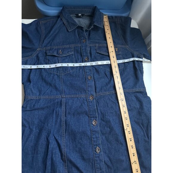Frye Women's Long Sleeve Denim Dress Dark Wash size XL NWOT - Picture 6 of 7